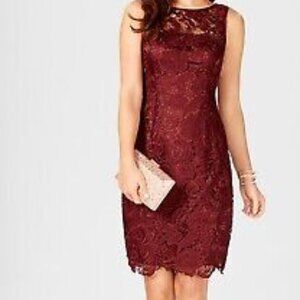 Adrianna Papell Lace Sheath Dress Deep red Wine size 6